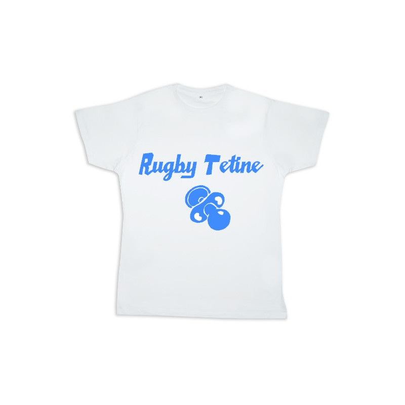 Tee shirt rugby bébé "Rugby Tétine" Blanc/Bleu