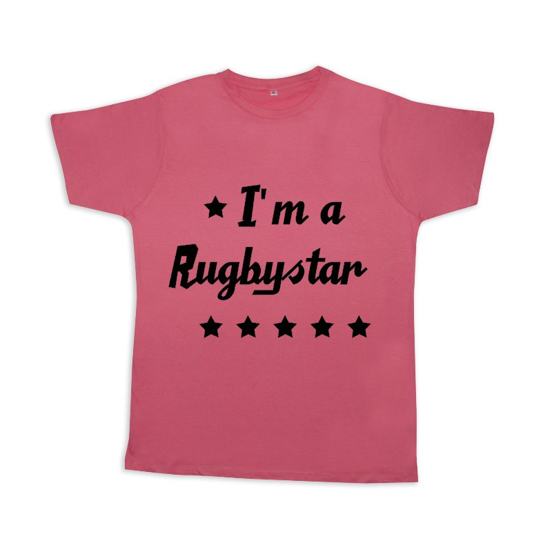 Tee shirt rugby bébé "Rugbystar" Rose/Noir