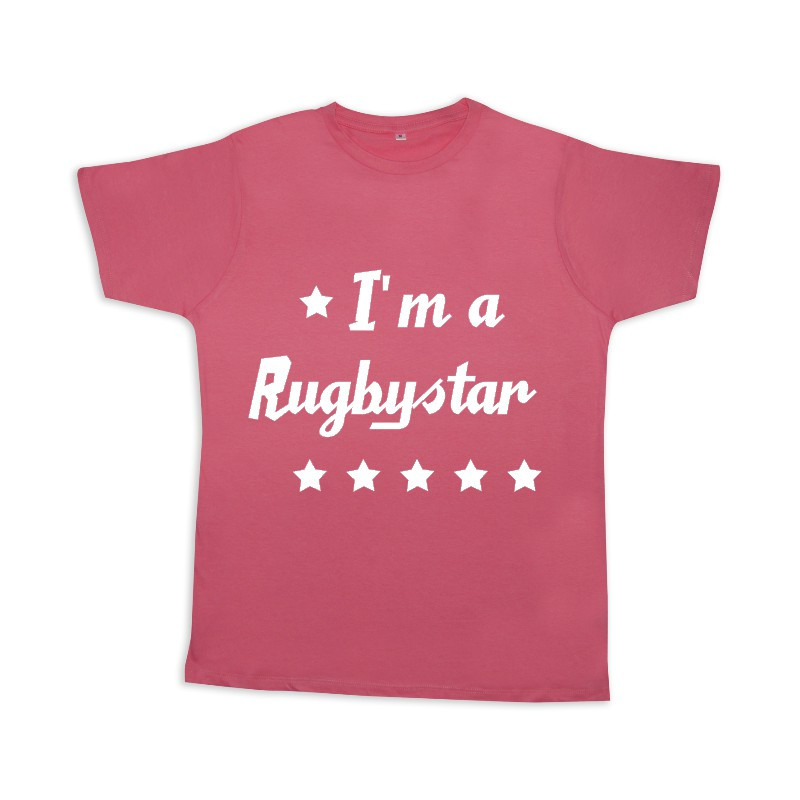 Tee shirt rugby bébé "Rugbystar" Rose/Blanc