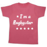 Tee shirt rugby bébé "Rugbystar" Rose/Blanc