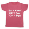 Tee shirt rugby bébé "100 % rugby" Rose/Blanc