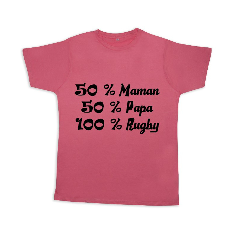 Tee shirt rugby bébé "100 % rugby" Rose/Noir