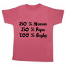 Tee shirt rugby bébé "100 % rugby" Rose/Noir