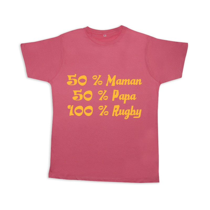 Tee shirt rugby bébé "100 % rugby" Rose/Or