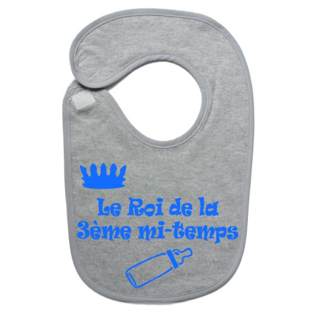 Bavoir bébé "Roi de la 3ème mi-temps" Gris/Bleu