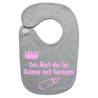 Bavoir bébé "Roi de la 3ème mi-temps" Gris/Rose