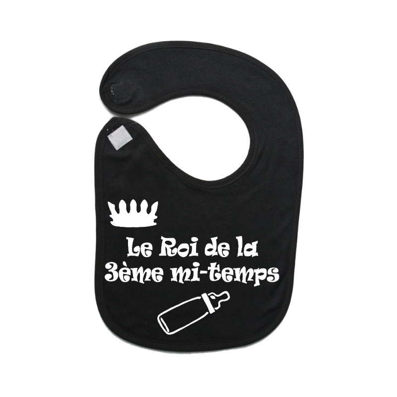 Bavoir bébé "Roi de la 3ème mi-temps" Noir/Blanc