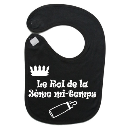 Bavoir bébé "Roi de la 3ème mi-temps" Noir/Blanc