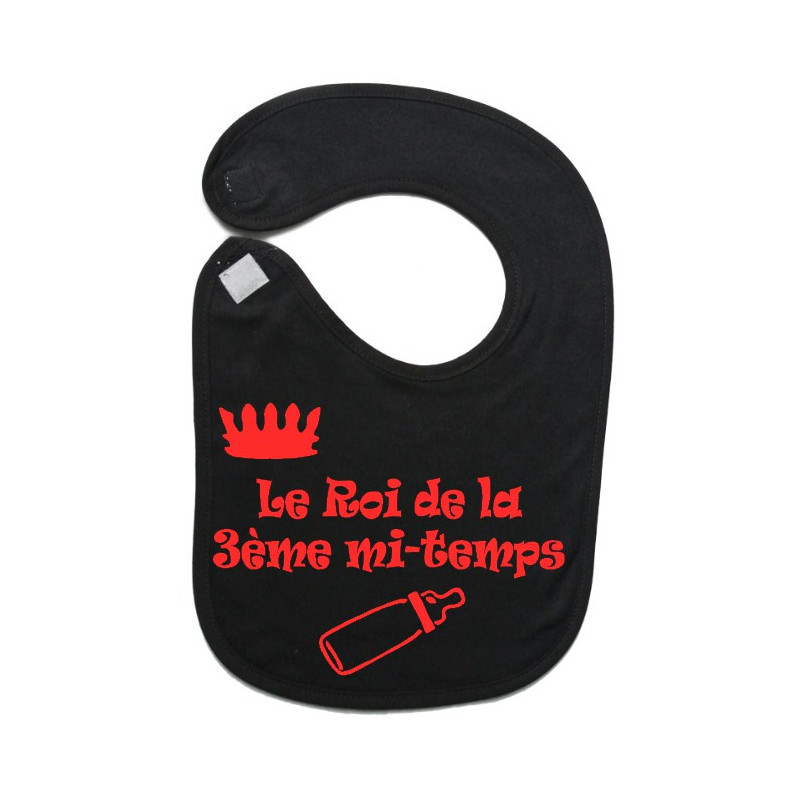 Bavoir bébé "Roi de la 3ème mi-temps" Noir/Rouge