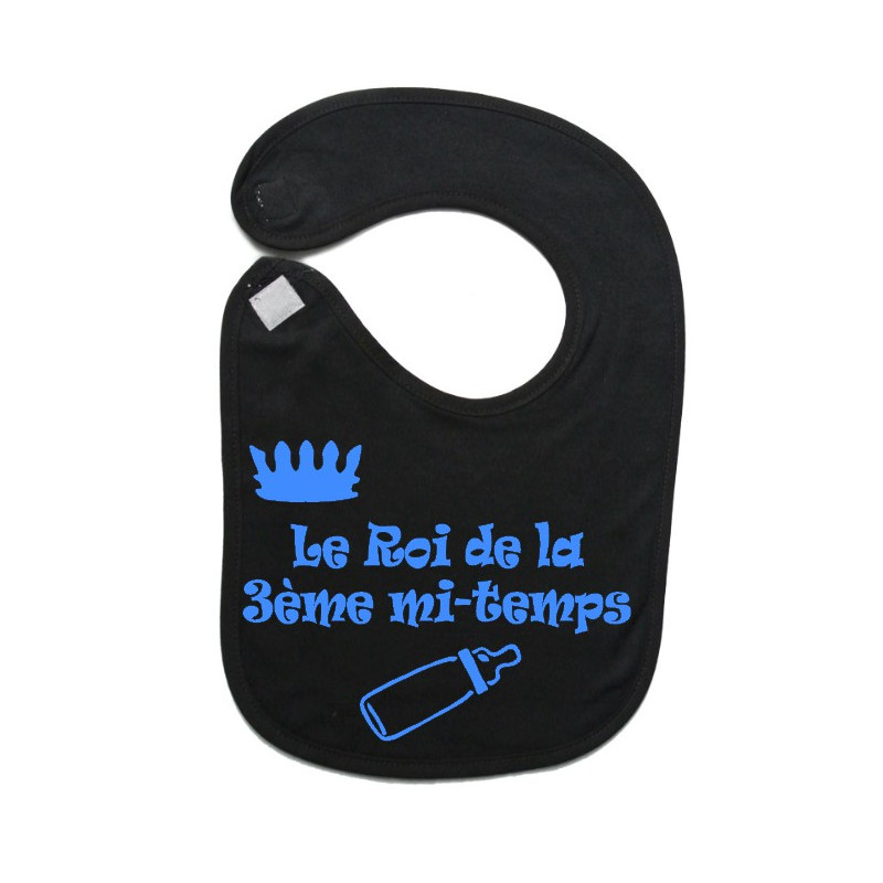 Bavoir bébé "Roi de la 3ème mi-temps" Noir/Bleu