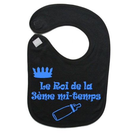 Bavoir bébé "Roi de la 3ème mi-temps" Noir/Bleu