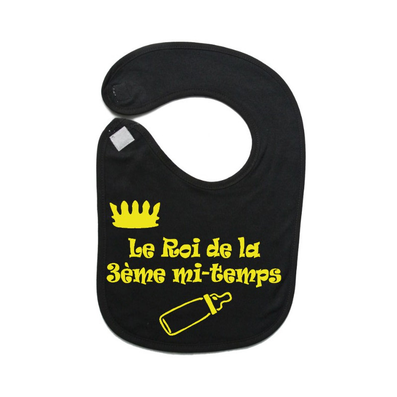 Bavoir bébé "Roi de la 3ème mi-temps" Noir/Jaune