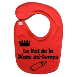 Bavoir bébé "Roi de la 3ème mi-temps" Rouge/Noir