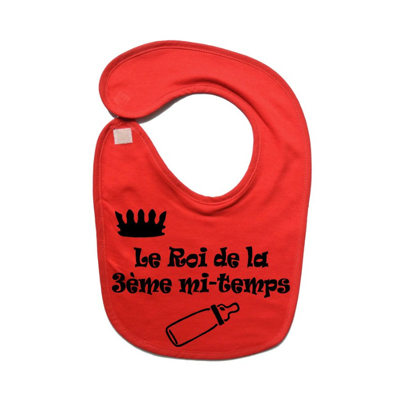 Bavoir bébé "Roi de la 3ème mi-temps" Rouge/Noir