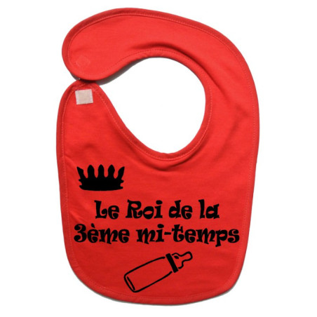Bavoir bébé "Roi de la 3ème mi-temps" Rouge/Noir