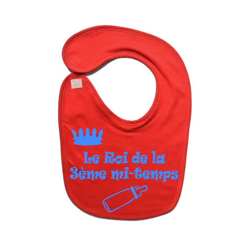 Bavoir bébé "Roi de la 3ème mi-temps" Rouge/Bleu
