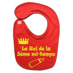Bavoir bébé "Roi de la 3ème mi-temps" Rouge/Jaune