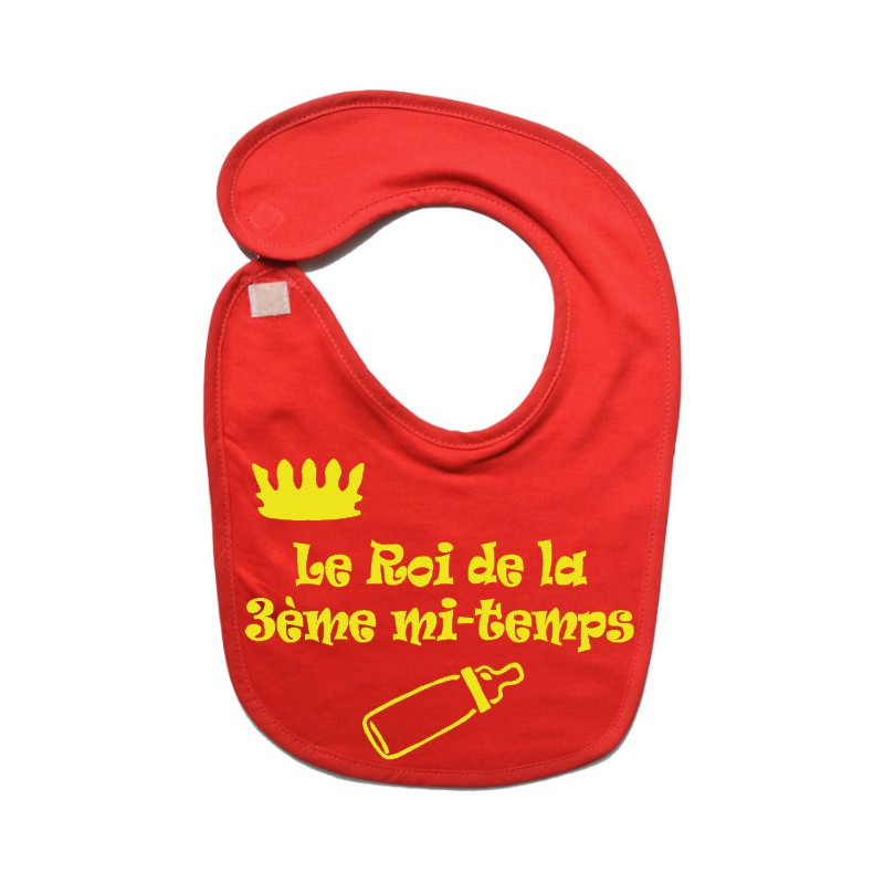 Bavoir bébé "Roi de la 3ème mi-temps" Rouge/Jaune