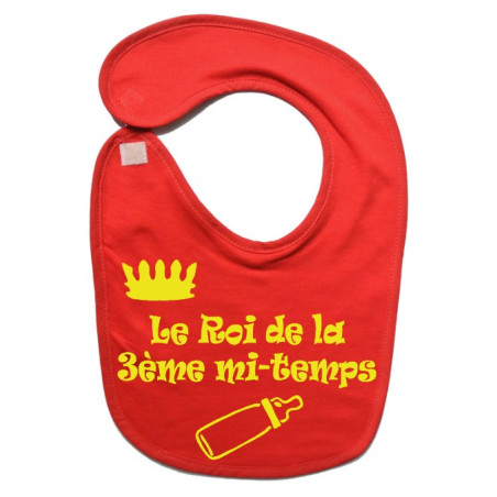 Bavoir bébé "Roi de la 3ème mi-temps" Rouge/Jaune