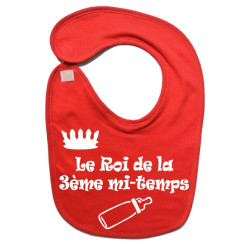 Bavoir bébé "Roi de la 3ème mi-temps" Rouge/Blanc