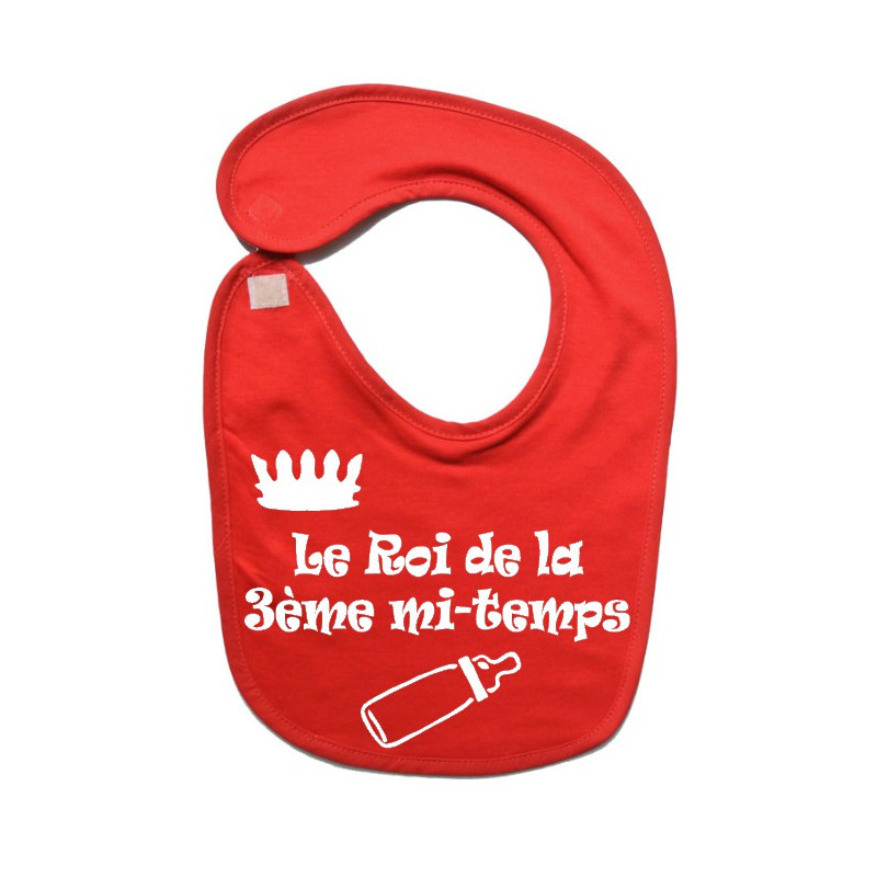 Bavoir bébé "Roi de la 3ème mi-temps" Rouge/Blanc