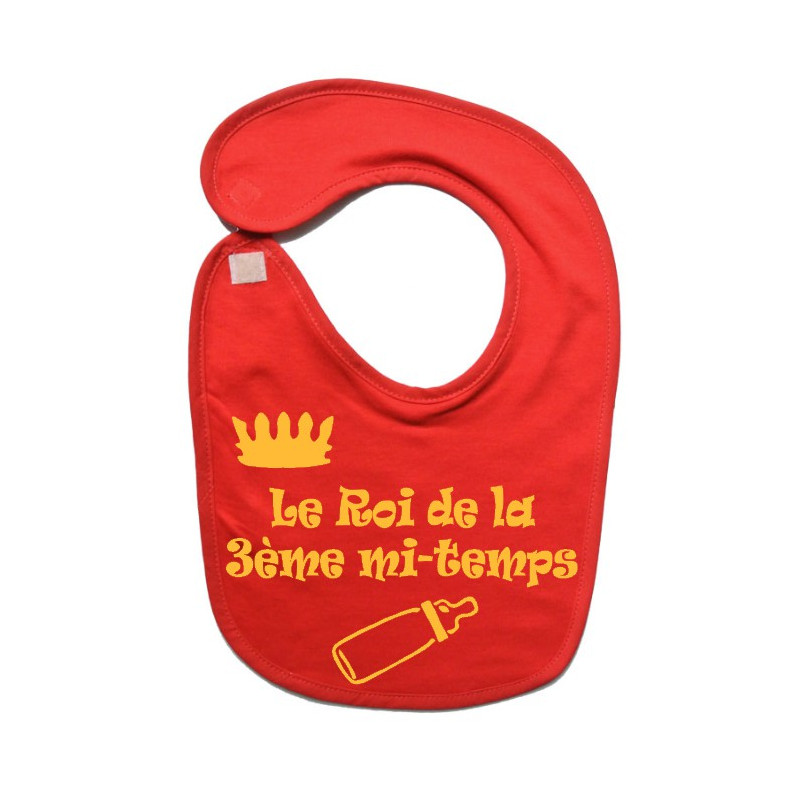 Bavoir bébé "Roi de la 3ème mi-temps" Rouge/Or