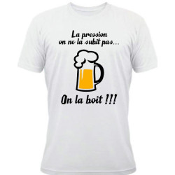 Tee shirt rugby "La pression" blanc