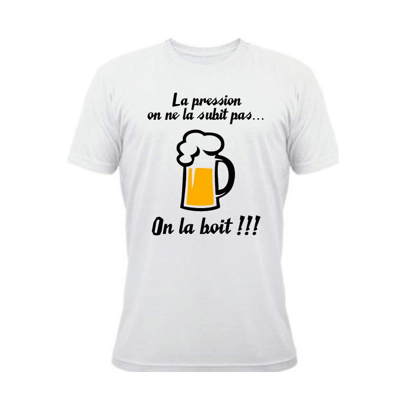Tee shirt rugby "La pression" blanc