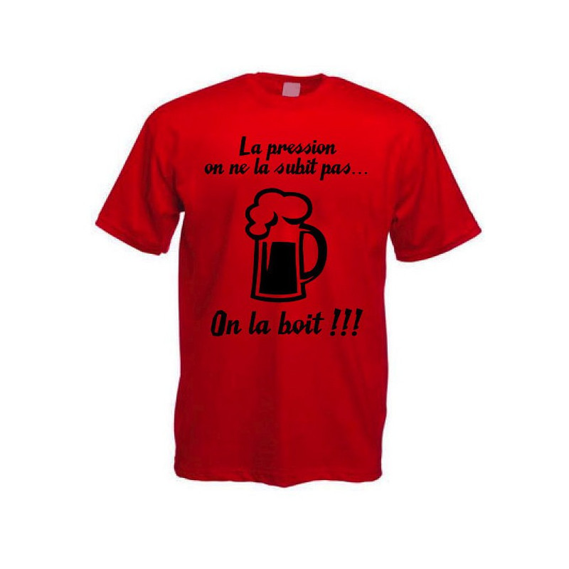 Tee shirt rugby "La pression" rouge