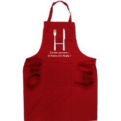 Tablier de cuisine Rugby "Poteaux" Rouge/Blanc