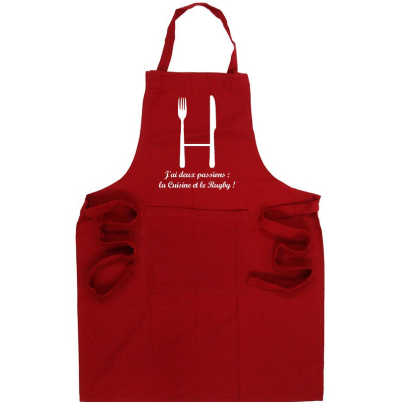 Tablier de cuisine Rugby "Poteaux" Rouge/Blanc
