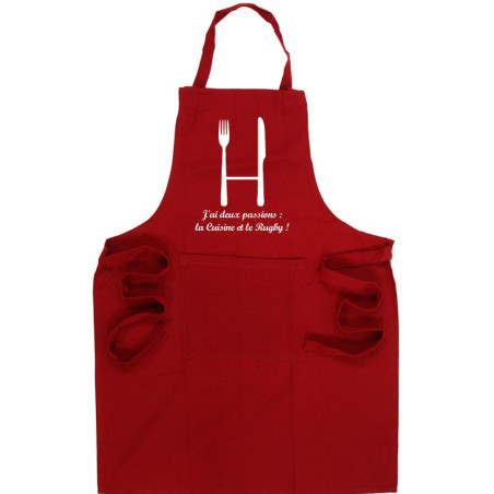 Tablier de cuisine Rugby "Poteaux" Rouge/Blanc