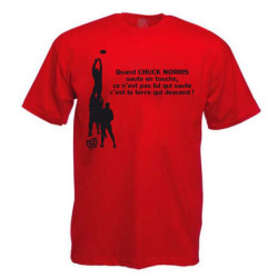 Tee shirt Rugby Humour "Chuck Norris" Touche Rouge/Noir