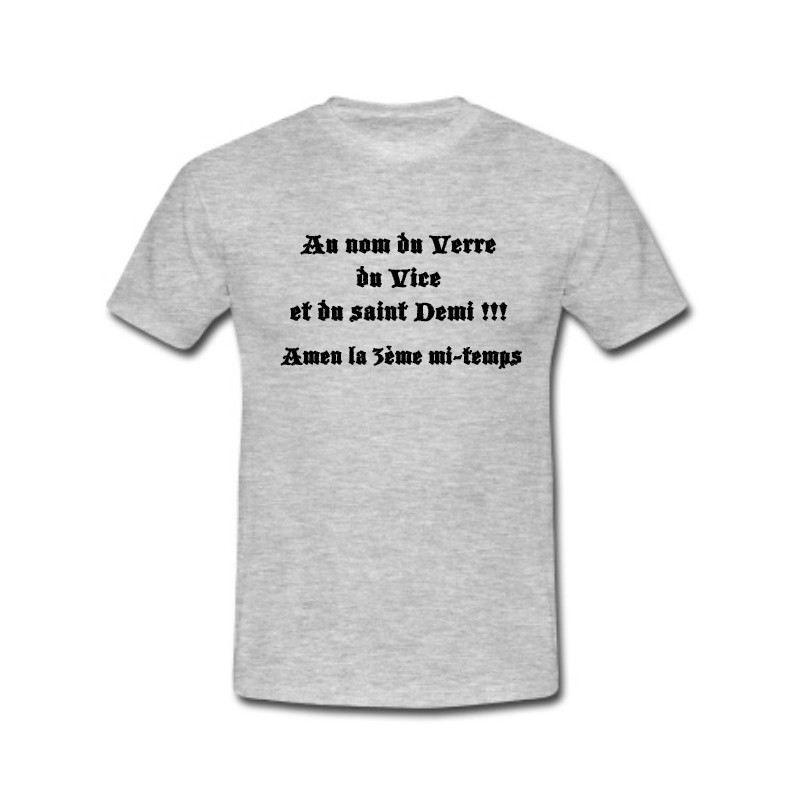 Tee shirt Rugby Humour "Saint Demi" Gris/Noir