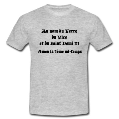 Tee shirt Rugby Humour "Saint Demi" Gris/Noir