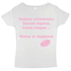 Tee shirt femme "Maman de Rugbyman" Blanc/Rose