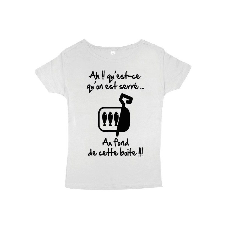 Tee shirt femme 3ème mi-temps "Sardines" Blanc/Noir