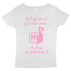 Tee shirt femme 3ème mi-temps "Sardines" Blanc/Rose