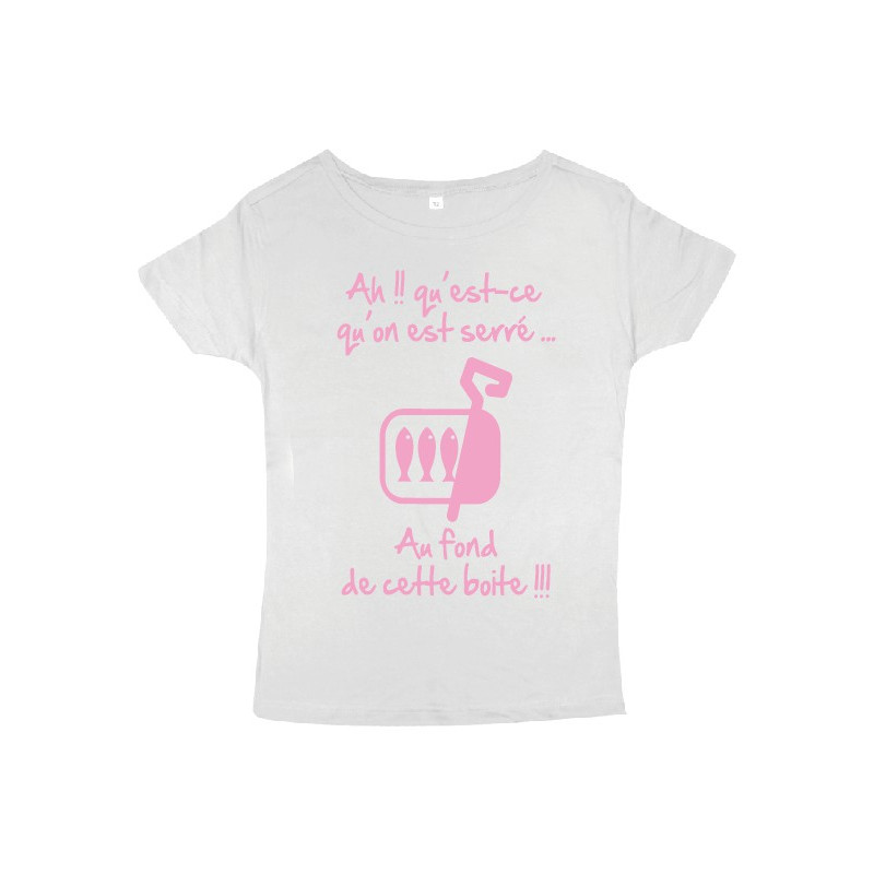 Tee shirt femme 3ème mi-temps "Sardines" Blanc/Rose
