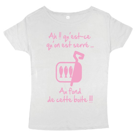 Tee shirt femme 3ème mi-temps "Sardines" Blanc/Rose
