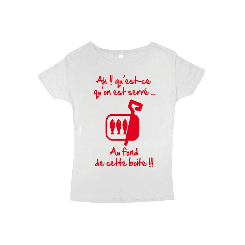 Tee shirt femme 3ème mi-temps "Sardines" Blanc/Rouge