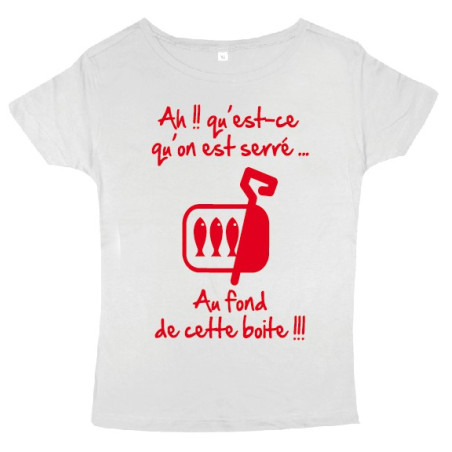Tee shirt femme 3ème mi-temps "Sardines" Blanc/Rouge