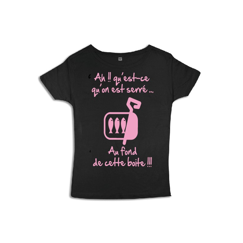Tee shirt femme 3ème mi-temps "Sardines" Noir/Rose
