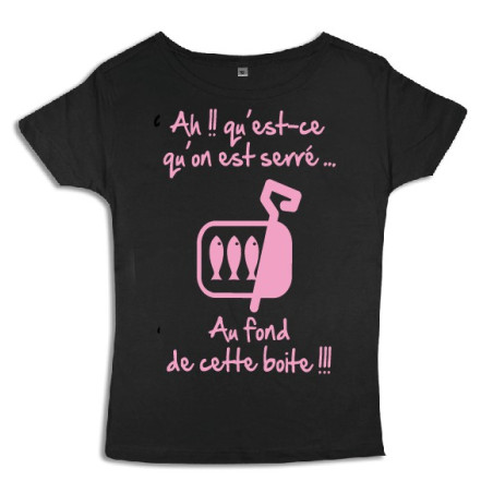 Tee shirt femme 3ème mi-temps "Sardines" Noir/Rose