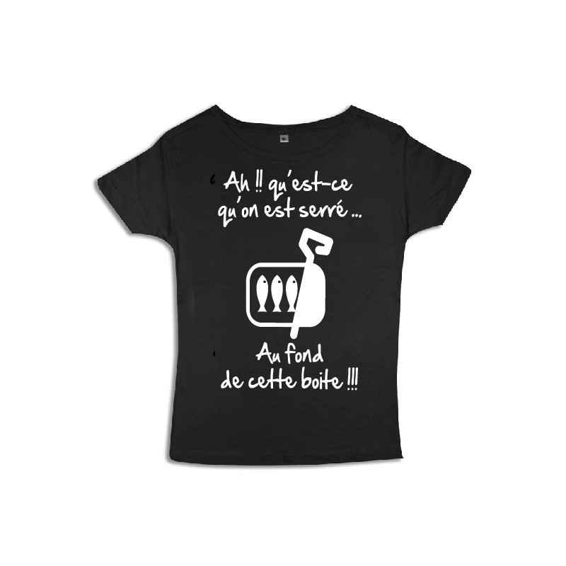 Tee shirt femme 3ème mi-temps "Sardines" Noir/Blanc