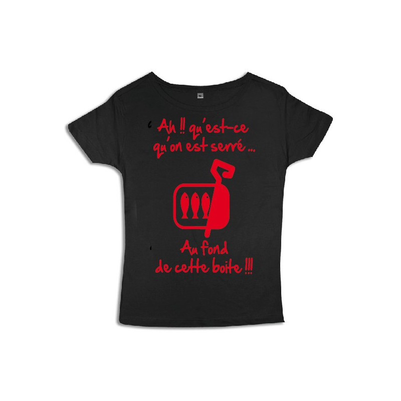 Tee shirt femme 3ème mi-temps "Sardines" Noir/Rouge