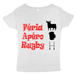 Tee shirt femme Féria Apéro Rugby Blanc
