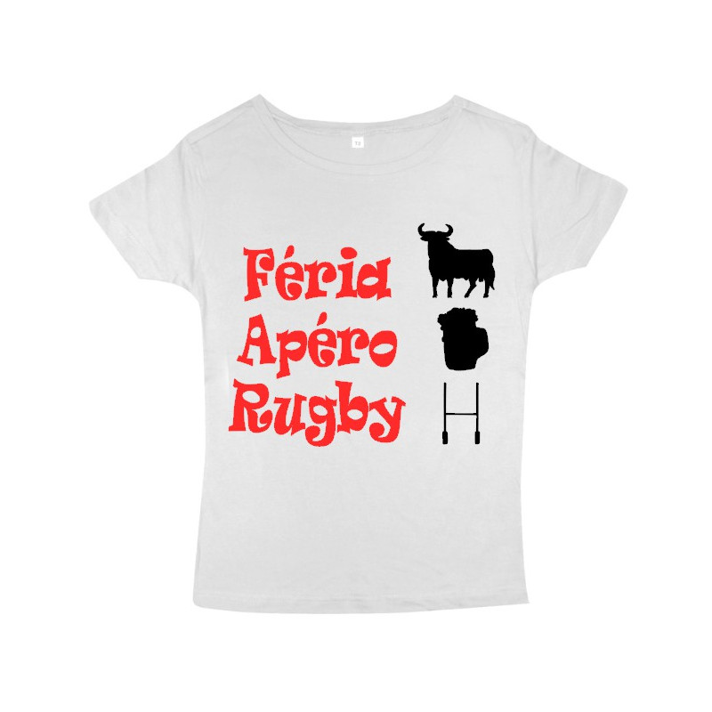 Tee shirt femme Féria Apéro Rugby Blanc