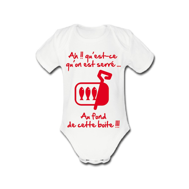 Body bébé 3ème mi temps humour "Sardines" Blanc/Rouge