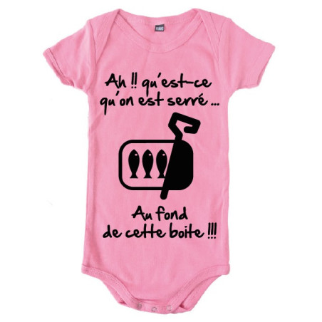 Body bébé 3ème mi temps humour "Sardines" Rose/Noir
